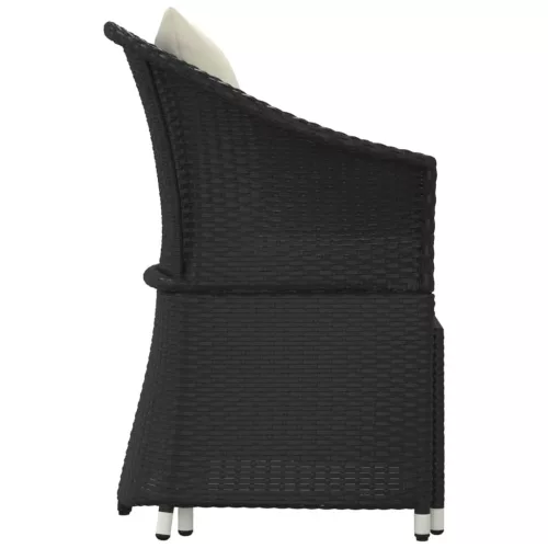  2 részes fekete polyrattan kerti ülőgarnitúra párnákkal