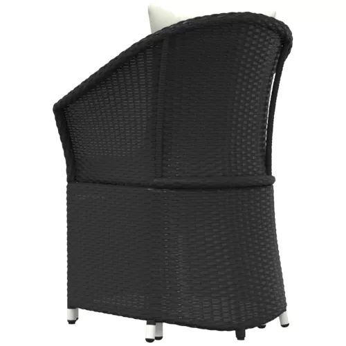  2 részes fekete polyrattan kerti ülőgarnitúra párnákkal