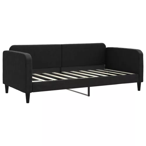  fekete kihúzható szövet heverő fiókkal 90 x 190 cm