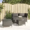  3 részes szürke polyrattan kerti ülőgarnitúra párnákkal