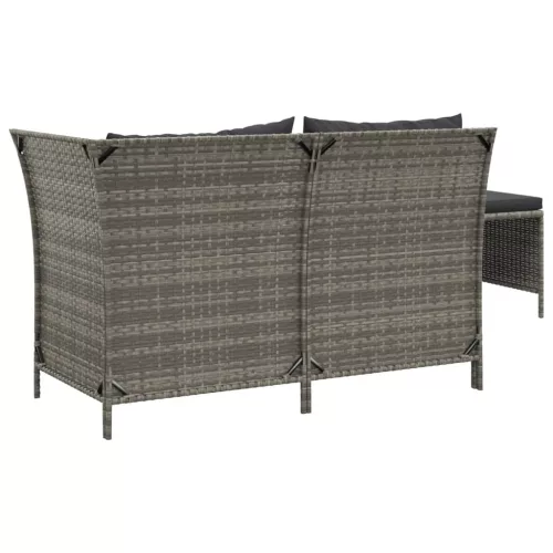  3 részes szürke polyrattan kerti ülőgarnitúra párnákkal