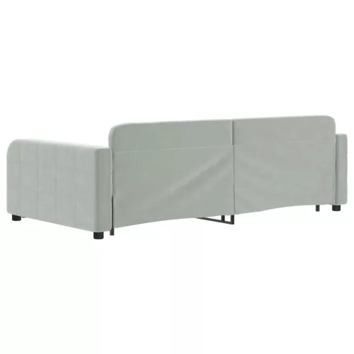  világosszürke kihúzható bársony heverő fiókkal 100 x 200 cm