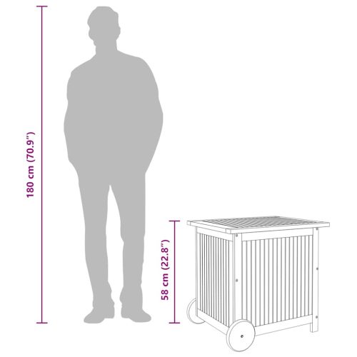  tömör akácfa kerti tárolóláda kerekekkel 60 x 50 x 58 cm 
