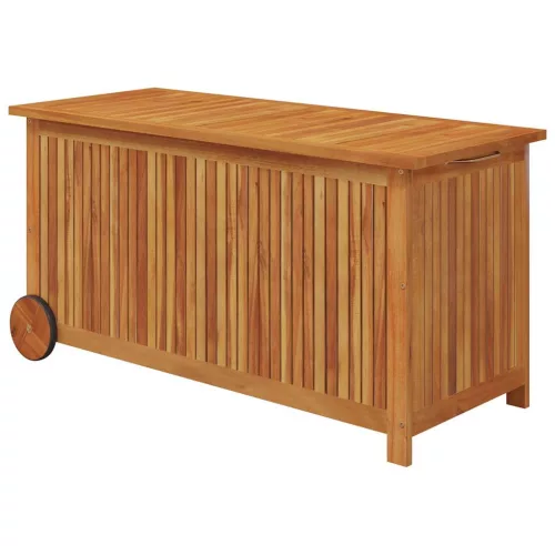  tömör akácfa kerti tárolóláda kerekekkel 113 x 50 x 58 cm