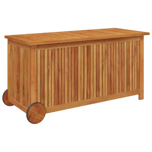  tömör akácfa kerti tárolóláda kerekekkel 113 x 50 x 58 cm