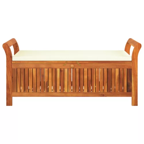  tömör akácfa tárolópad párnával 126 cm