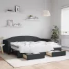  fekete kihúzható szövet heverő fiókokkal 80 x 200 cm