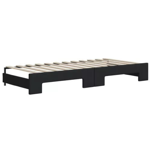  fekete kihúzható szövet heverő fiókokkal 80 x 200 cm