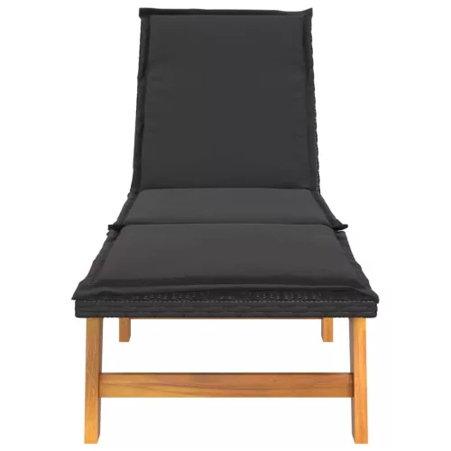  polyrattan és tömör akácfa napágy párnával 