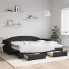  fekete kihúzható szövet heverő fiókokkal 90 x 200 cm