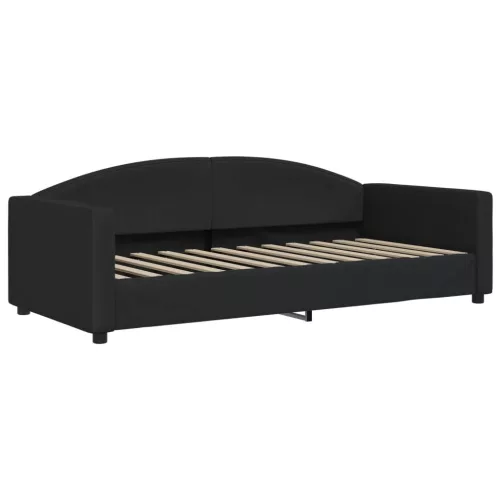  fekete kihúzható szövet heverő fiókokkal 90 x 200 cm