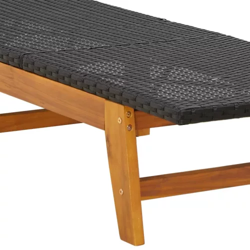  fekete-barna polyrattan és tömör akácfa napágy