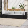  4 részes fekete polyrattan kerti ülőgarnitúra párnákkal