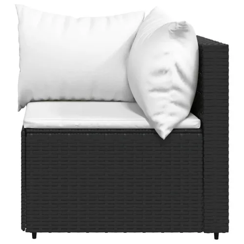  4 részes fekete polyrattan kerti ülőgarnitúra párnákkal
