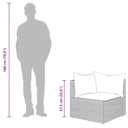  4 részes fekete polyrattan kerti ülőgarnitúra párnákkal