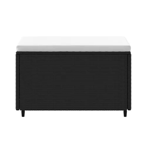  fekete polyrattan kerti lábtartó párnával