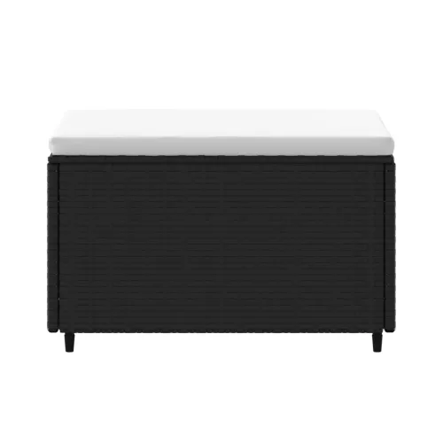  2 db fekete polyrattan kerti lábtartó párnákkal