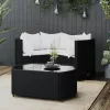  4 részes fekete polyrattan kerti ülőgarnitúra párnákkal