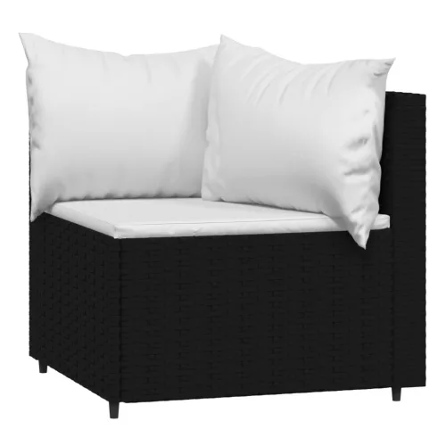  4 részes fekete polyrattan kerti ülőgarnitúra párnákkal