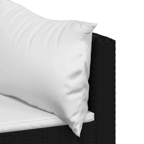  4 részes fekete polyrattan kerti ülőgarnitúra párnákkal