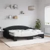  fekete kihúzható szövet heverő matracokkal 80 x 200 cm