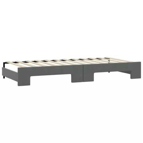  sötétszürke kihúzható szövet heverő fiókokkal 90 x 200 cm