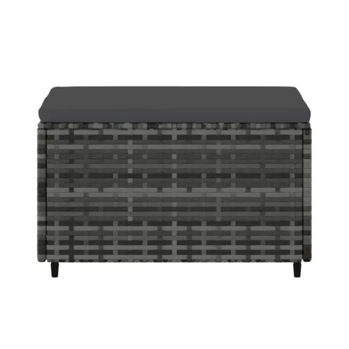  szürke polyrattan kerti lábtartó párnával