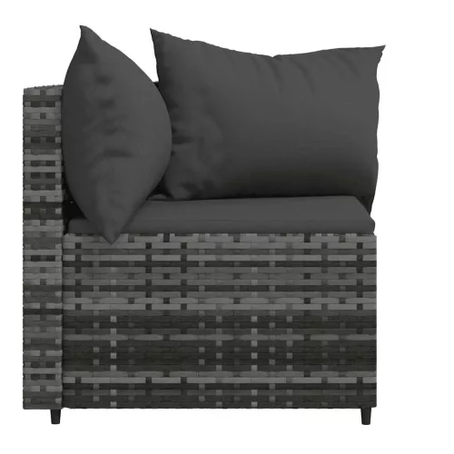  2 db szürke polyrattan kerti sarokkanapé párnával