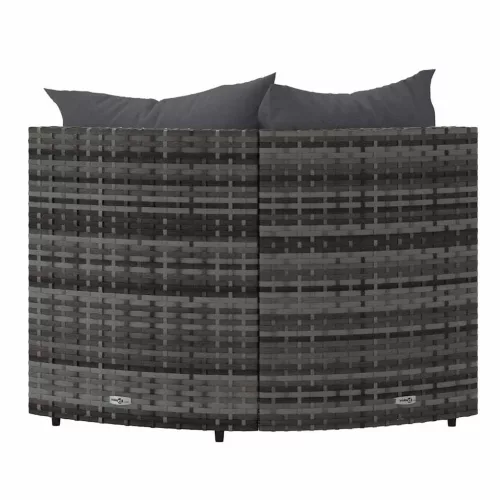  2 db szürke polyrattan kerti sarokkanapé párnával