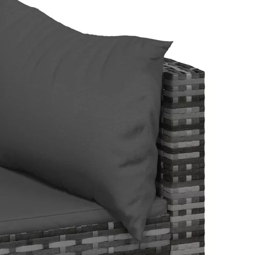  2 db szürke polyrattan kerti sarokkanapé párnával