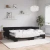  fekete kihúzható bársony heverő matraccal 80 x 200 cm