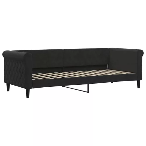  fekete kihúzható bársony heverő matraccal 80 x 200 cm