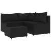  4 részes fekete polyrattan kerti ülőgarnitúra párnákkal