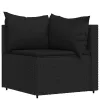  4 részes fekete polyrattan kerti ülőgarnitúra párnákkal