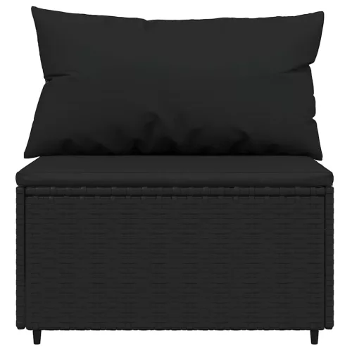  4 részes fekete polyrattan kerti ülőgarnitúra párnákkal