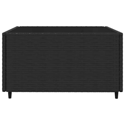  4 részes fekete polyrattan kerti ülőgarnitúra párnákkal