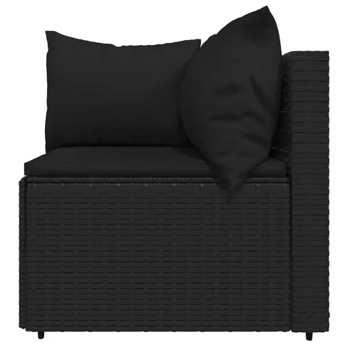  4 részes fekete polyrattan kerti ülőgarnitúra párnákkal