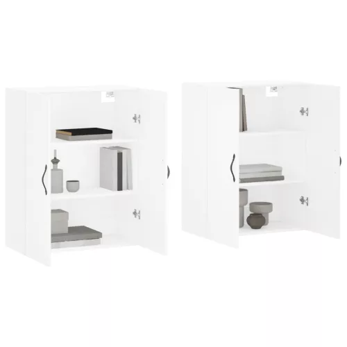  2 db fehér szerelt fa falra szerelhető szekrény