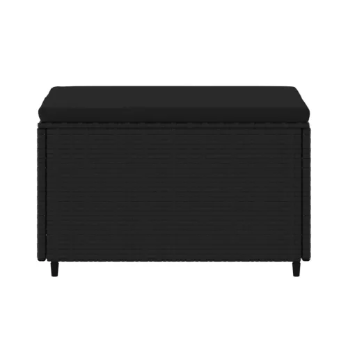  fekete polyrattan kerti lábtartó párnával