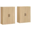  2 db sonoma tölgy színű szerelt fa falra szerelhető szekrény