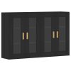  2 db fekete szerelt fa falra szerelhető szekrény