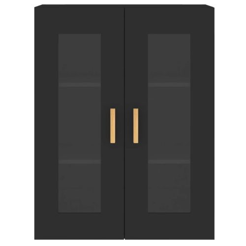  2 db fekete szerelt fa falra szerelhető szekrény