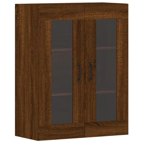  2 db barna tölgy színű szerelt fa fali szekrény