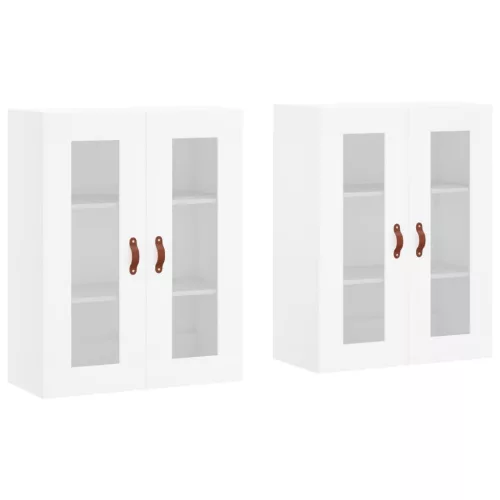  2 db fehér szerelt fa falra szerelhető szekrény