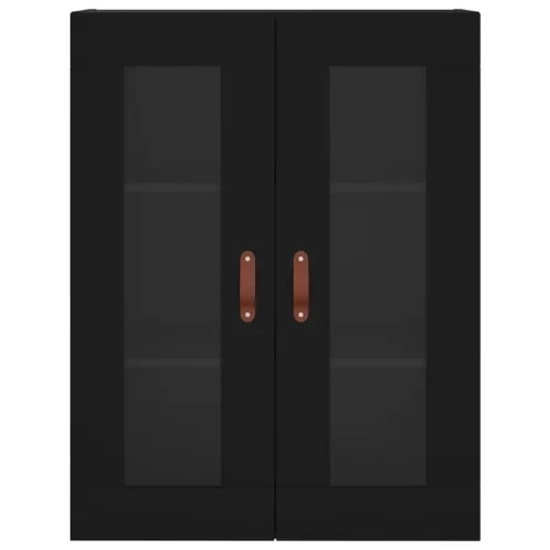  2 db fekete szerelt fa falra szerelhető szekrény