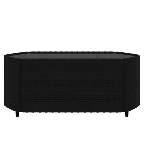  3 részes fekete polyrattan kerti ülőgarnitúra párnákkal