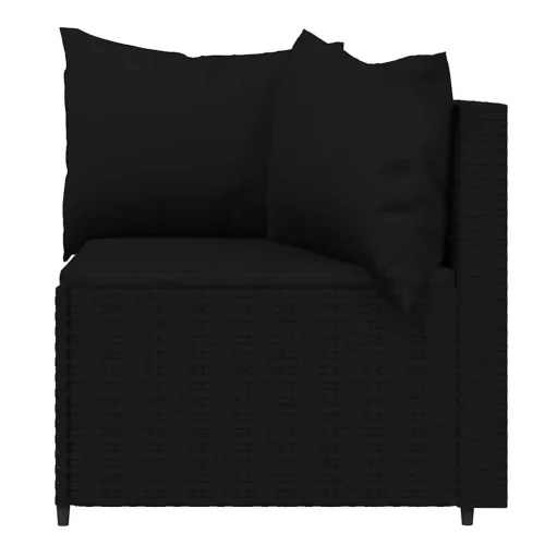  3 részes fekete polyrattan kerti ülőgarnitúra párnákkal