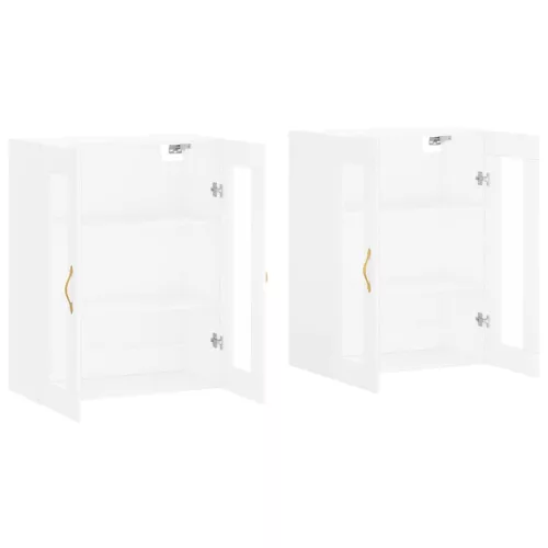  2 db fehér szerelt fa falra szerelhető szekrény