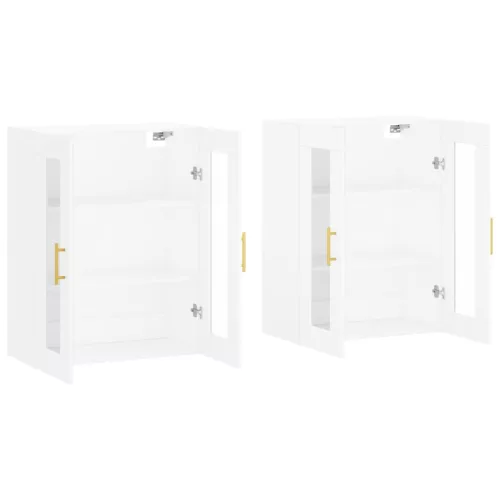  2 db fehér szerelt fa falra szerelhető szekrény