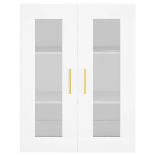  2 db fehér szerelt fa falra szerelhető szekrény